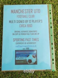 Manchester United Signed C1960 Players x 12 In A4 Sleeve. See Images COA