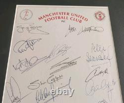 Manchester United Signed Display With 21 Former Players Listed. 16 x 12' Rare