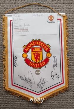 Manchester United Signed Football Pennant. United Hologram Authenticity No 38546