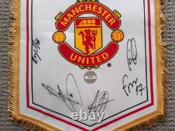 Manchester United Signed Football Pennant. United Hologram Authenticity No 38546