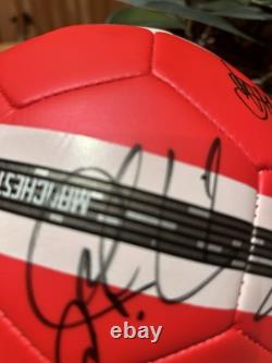 Manchester United Signed Football With Club COA Scholes, Tevez, Evra, Vidic + +