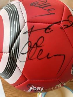 Manchester United Signed Football With Club COA Scholes, Tevez, Evra, Vidic + +