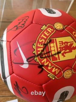 Manchester United Signed Football With Club COA Scholes, Tevez, Evra, Vidic + +