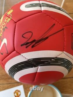 Manchester United Signed Football With Club COA Scholes, Tevez, Evra, Vidic + +
