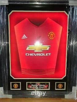 Manchester United Signed Framed Led Backlit Football Shirt Lukaku Brand New