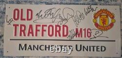 Manchester United Signed Legends Street Sign, Man U, Football PHOTO PROOF + COA