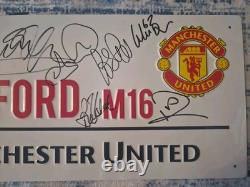 Manchester United Signed Legends Street Sign, Man U, Football PHOTO PROOF + COA