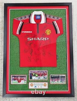 Manchester United Signed Treble Winners Squad Signed Shirt Framed With COA