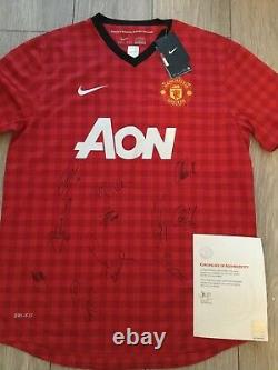 Manchester United Squad Signed Shirt X11 Official Club Coa Scholes Carrick Etc