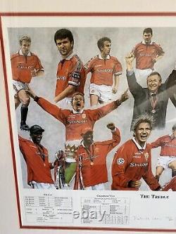 Manchester United'The Treble' Print Signed By Artist Patrick Loan