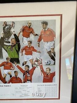 Manchester United'The Treble' Print Signed By Artist Patrick Loan