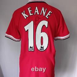 Manchester United Treble Number 16 Retro Home Shirt Signed Roy Keane