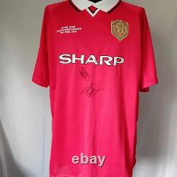 Manchester United Treble Retro 1999 Camp Nou Shirt Signed Solskjaer Sheringham