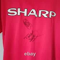 Manchester United Treble Retro 1999 Camp Nou Shirt Signed Solskjaer Sheringham