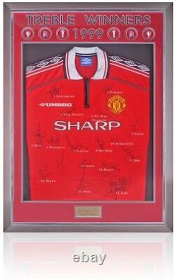 Manchester United Treble Winners 1999 Official Home Shirt Hand Signed By 17 LED
