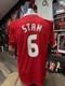 Manchester United Umbro Sharp Home Shirt Stam No. 6 Signed Autograph. COA inc