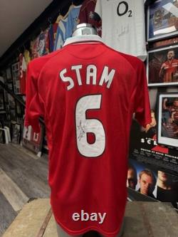 Manchester United Umbro Sharp Home Shirt Stam No. 6 Signed Autograph. COA inc