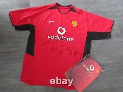 Manchester United Vodaphone Multi Hand Signed by 7 Players Football Shirt XL