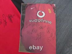 Manchester United Vodaphone Multi Hand Signed by 7 Players Football Shirt XL