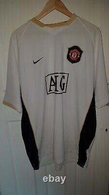 Manchester United White Black signed shirt RONALDO 2007/08 Nike Size XL AIG