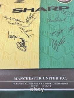 Manchester United signed 1992/94 signed green and gold away shirt