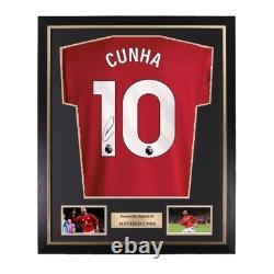 Matheus Cunha Framed Signed Manchester United Shirt (COA + Video Proof)