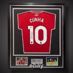 Matheus Cunha Hand Signed Manchester United Football Shirt Deluxe Framed £299