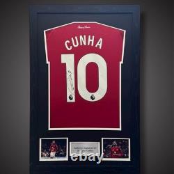 Matheus Cunha Hand Signed Manchester United Football Shirt Framed £349