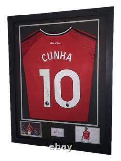 Matheus Cunha Hand Signed Manchester United Home 2025/26 Framed Shirt and COA