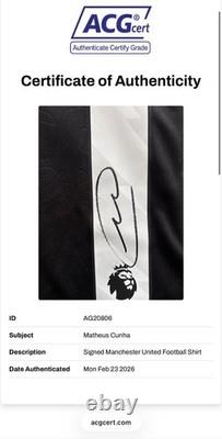Matheus Cunha Manchester United Signed Shirt ACG Authentication Proof & COA