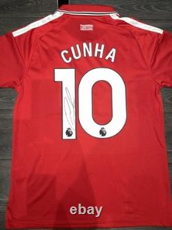 Matheus Cunha Signed Manchester United Shirt Comes with Video Proof/Coa Rare