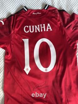 Matheus Cunha Signed Manchester United Shirt Old Trafford Genuine Brazil