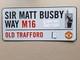 Matt Busby Manchester United Legend Hand-signed Large Metal Street Sign