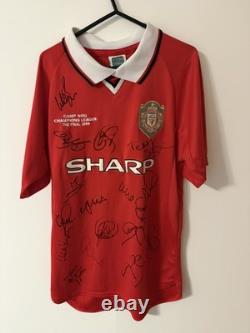 Multi Signed Manchester United shirt 1999 Champions League Final Treble Winners