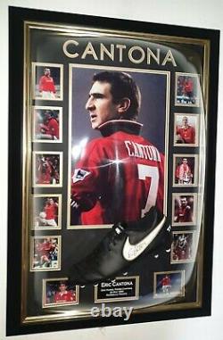 NEW Eric Cantona of Manchester United Signed Football Boot Display