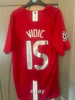 Nemanja Vidic Manchester United Signed Football Shirt with COA and Proof Rare