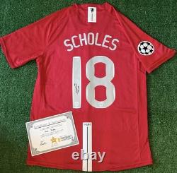 Paul Scholes Signed 08 Manchester United UCL Shirt with EXACT VIDEO PROOF & COA