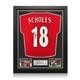 Paul Scholes Signed Manchester United 1998-00 Football Shirt. Standard Frame