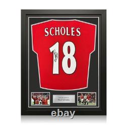 Paul Scholes Signed Manchester United 1998-00 Football Shirt. Standard Frame