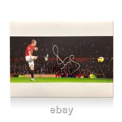 Paul Scholes Signed Manchester United Football Photo Strike. Framed