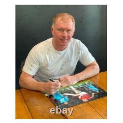 Paul Scholes Signed Manchester United Photo Barcelona Strike. Deluxe Frame