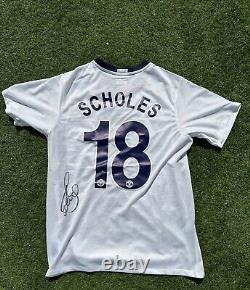 Paul Scholes Signed Manchester United Retro shirt Legend Autograph 2011