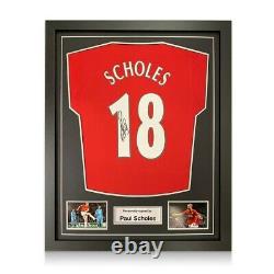Paul Scholes Signed Manchester United Shirt. Framed
