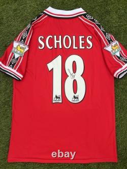 Paul Scholes Signed Manchester United Treble 99 Shirt With Exact Proof And Coa
