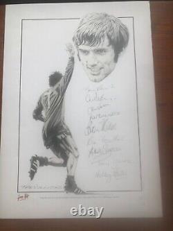 Paul Trevillion George Best Tribute Signed By 9 Manchester United Team Mates