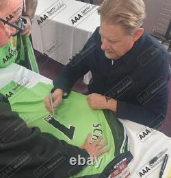Peter Schmeichel Hand Signed Mancheter United 1999 Replica Shirt in AAA Gift Box