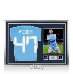 Phil Foden Official UEFA Champions League Back Signed and Hero Framed Manchester