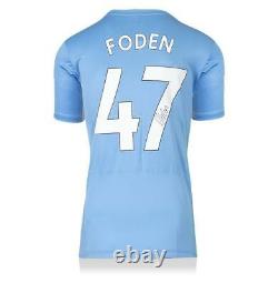 Phil Foden Signed Manchester City 2021-21 Home Shirt In Classic Frame