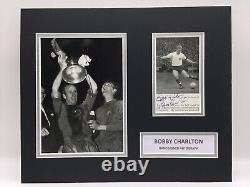 RARE Bobby Charlton Manchester United Signed Photo Display + COA AUTOGRAPH 1968