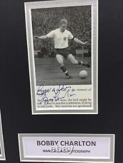 RARE Bobby Charlton Manchester United Signed Photo Display + COA AUTOGRAPH 1968